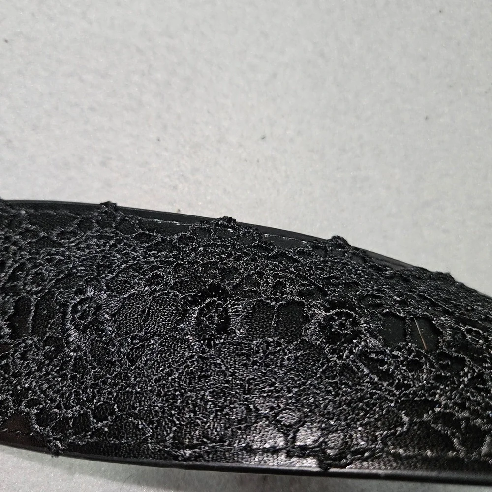 VTG Unbranded Lace Overlay Faux Leather Waist Belt Black Sz XL